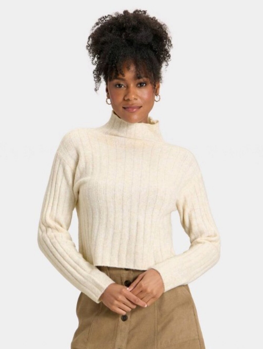 Women's Ribbed Mock Turtleneck Pullover Sweater - Universal Thread S